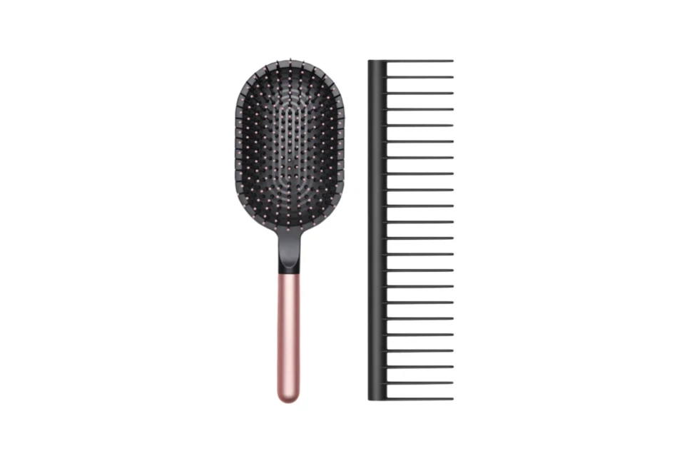 Набор расчесок Dyson щётка + гребень черный/розовое золото (Black/Rose Gold)